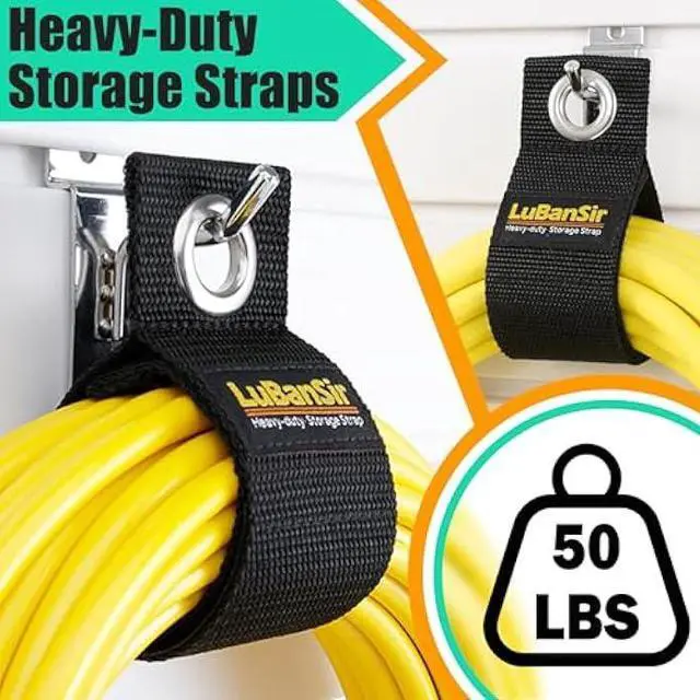 Alt view image 2 of 5 - LuBanSir 9 Pack Extension Cord Holder Organizer, 13-inch Heavy Duty Storage Straps for Garden Hose Storage and Garage Wall Organization