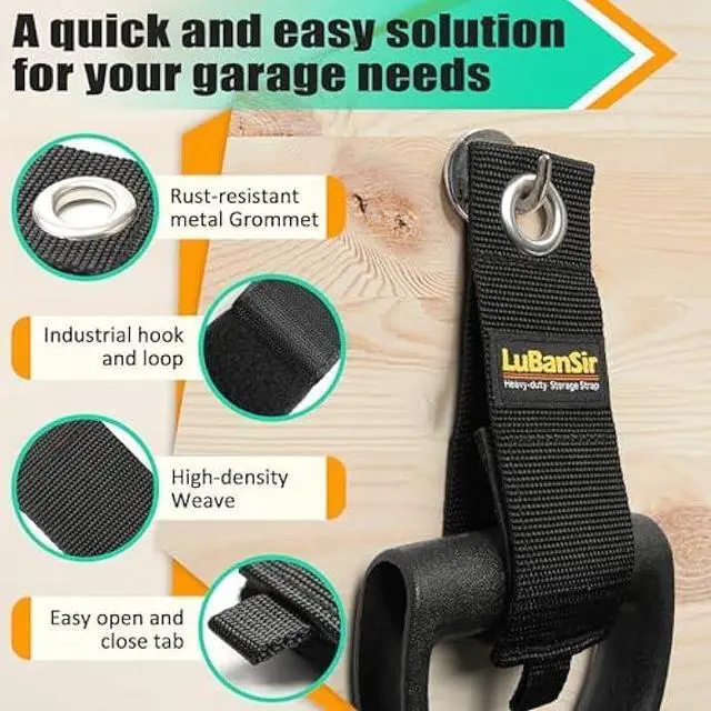 Alt view image 3 of 5 - LuBanSir 9 Pack Extension Cord Holder Organizer, 13-inch Heavy Duty Storage Straps for Garden Hose Storage and Garage Wall Organization