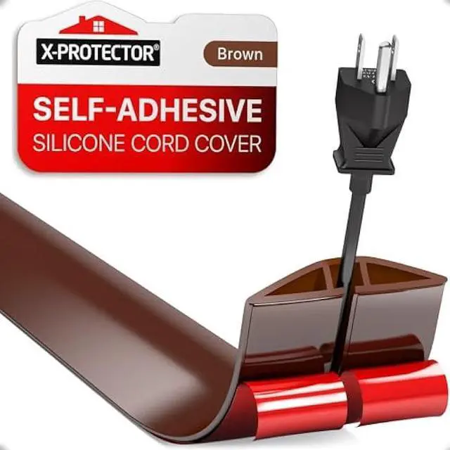 Main image of Floor Cord Cover X-Protector - 5 Overfloor Cord Protector - Self-Adhesive Power Cable Protector - Silicone Cord Protector - Ideal Extension Cord Cover to Protect Wires On Floor (60 in)
