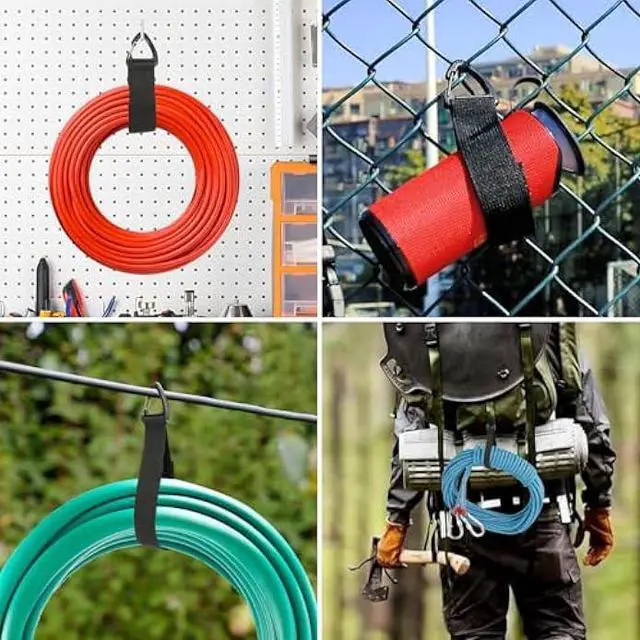 Alt view image 4 of 5 - Extension Cord Organizer(8 Pack), Extension Cord Holder for Garage Organization and Storage, Heavy Duty Storage Straps for Cables, Hoses and Ropes, with Triangle Buckle for Hanging, Design Patent