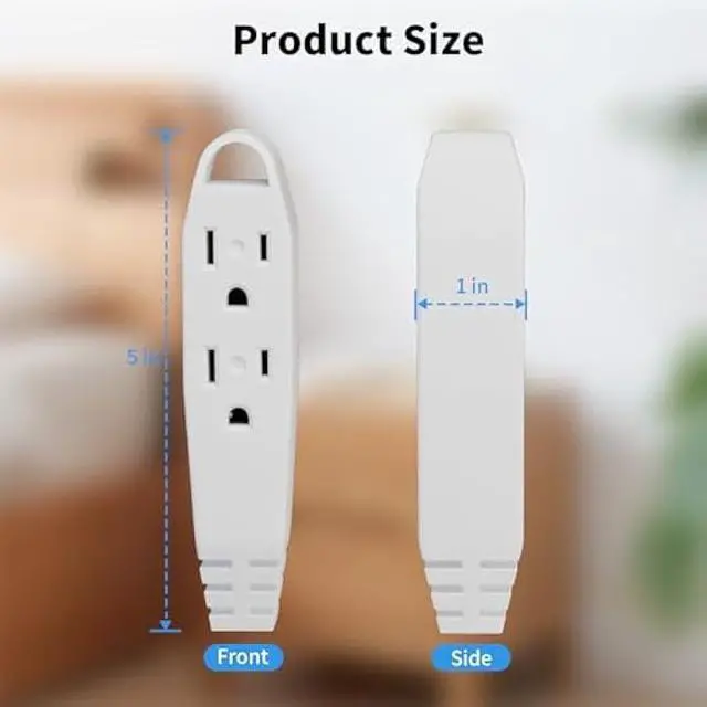 Alt view image 7 of 7 - K KASONIC - 12FT Flat Plug Extension Cord, UL Listed 16/3 SPT-3 1625W Power Strip with 3 Outlets, 3 Prong Grounded 13 Amp 125V Indoor Extension Cord for Home Office, 2 Pack
