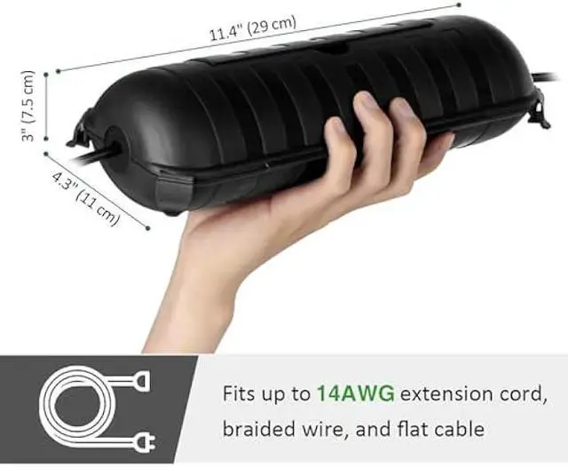 Alt view image 5 of 5 - Flemoon Outdoor Extension Cord Safety Cover with Waterproof Protector Seal, Weatherproof Electrical Connection Box for Outdoor Outlets, Plugs, Sockets, Holiday Decorations, Power Tools, Black