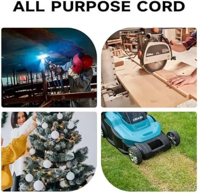 Alt view image 6 of 6 - Outdoor Extension Cord with Lighted End, 12 Gauge Heavy Duty 10 FT, 3 Prong Grounded 15 Amp, 12/3 SJTW Waterproof Power Cord for Appliances, UL Listed, Black