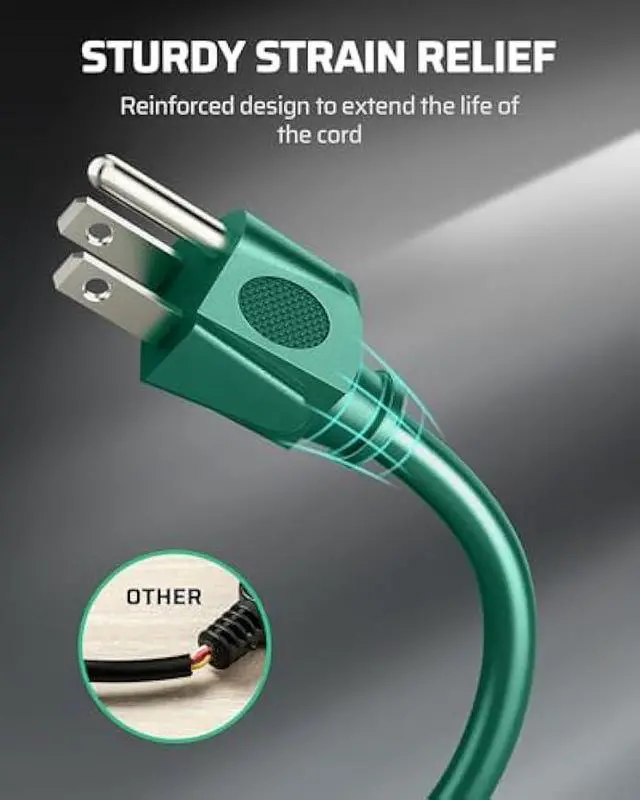 Alt view image 6 of 7 - DEWENWILS 10 FT Outdoor Tri-Tap Extension Cord Splitter for Halloween, Weatherproof 16/3 SJTW Power Cable for Holiday Decoration and Outdoor Landscaping String Lights, ETL Listed, Pack of 2, Green
