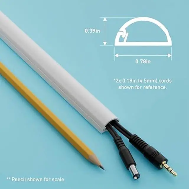 Alt view image 4 of 5 - D-Line Half Round Cord Hider, Patented Cable Cover, Hide TV Wall Mount Wires, Raceway for Cords, Decorative Wire Covers, Paintable, Adhesive Cable Concealer, 10x 0.78in W x 0.39in H x 15.7in L, White