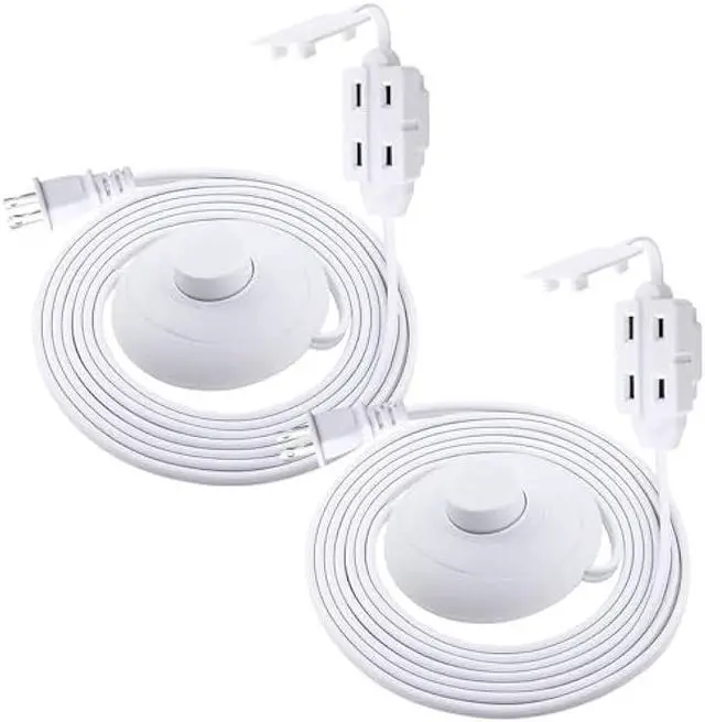 Main image of K KASONIC - Extension Cord with On/Off Switch, 9 Feet 3 Outlets Power Cord with Foot Switch & Safety Outlet Cover, Indoor Use with Lamps, Holiday Christmas Tree Lights, ETL Listed - 2 Pack