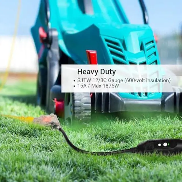 Alt view image 4 of 6 - DEWENWILS 3 FT Outdoor GFCI Extension Cord Manual, 12/3 Gauge Extension Cord for Multiple Appliances, Heavy Duty Power Cable with LED Lighted 3 Prong Plug, Black, UL Listed