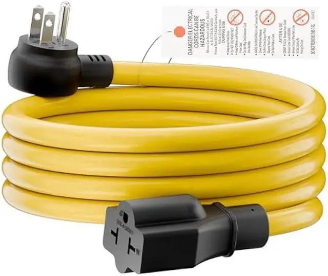 Main image of Indoor/Outdoor Angled Four-in-One Heavy Duty Power Extension Cord SJTW 12-AWG 15A Household Plug to 20A T Blade Cable L=6FT, Angled 3-Prong Extension Cord