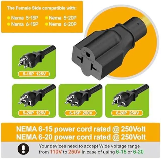 Alt view image 5 of 6 - Indoor/Outdoor Angled Four-in-One Heavy Duty Power Extension Cord SJTW 12-AWG 15A Household Plug to 20A T Blade Cable L=6FT, Angled 3-Prong Extension Cord