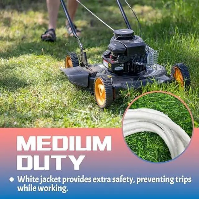 Alt view image 6 of 6 - Indoor Outdoor Extension Cord 10 FT, 16/3 SJTW Weatherproof White Electrical Cords, 13 AMP Heavy Duty 3 Prong Power Cable Great for Garden, Landscaping & Holiday Decorations