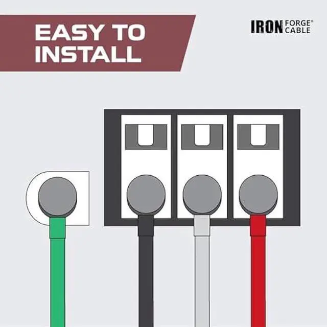 Alt view image 6 of 6 - Iron Forge Cable 4 Prong Black Range Power Cord 12 ft - 50 Amp RV Extension Cord - Heavy Duty 6/8 AWG - NEMA 14-50P Flat Plug 4 Wire EV Cord