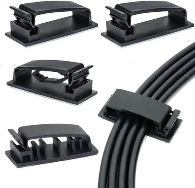 Main image of Cable Clips 50PCS, Self Adhesive Cable Management Clips, Cord Organizer Wire Clips Cord Holder for Appliances PC Wall Ethernet Cable Under Desk Nightstand Home Office Car