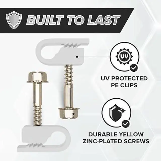 Alt view image 3 of 7 - THE CIMPLE CO - Single Coaxial Cable Clips, Cat6, Electrical Wire Cable Clip, 1/4 in (6 mm) Screw Clip and Fastener, White (50 Pieces per Bag)