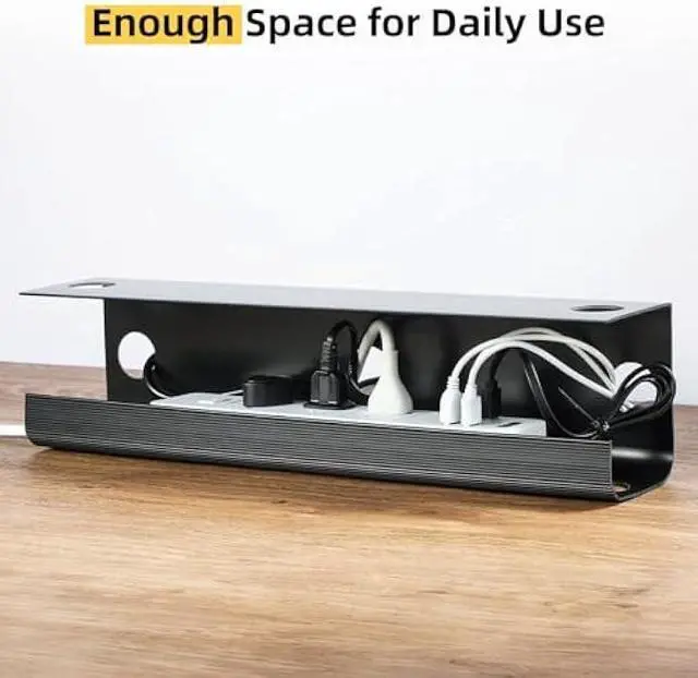 Alt view image 4 of 5 - Yecaye 2 Pack Cable Management Under Desk, 31.5 in Under Desk Cable Management Tray,Cord Hider,Cord Organizer, No Screw Wire Management for Office and Home, Black