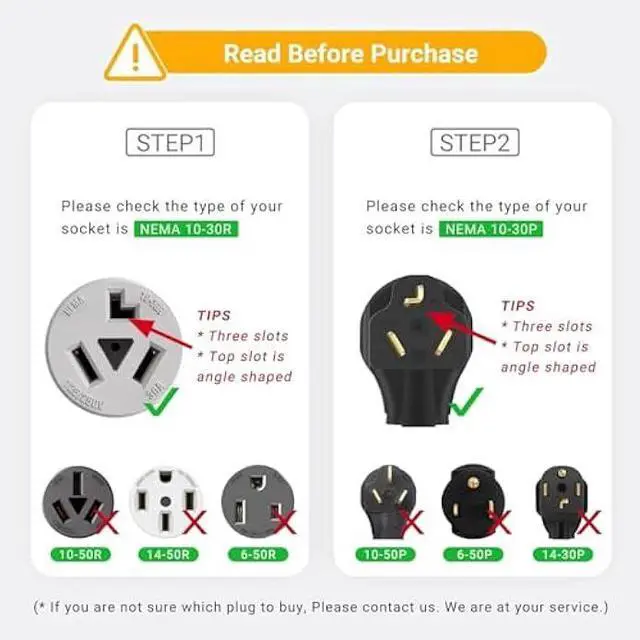 Alt view image 2 of 7 - 3 Prong Dryer Extension Cord 30 Amp NEMA 10-30P to 10-30R,10 FT Level 2 EV Charging 125V/250V Plug STW 10 Gauge UL Listed