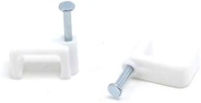 Main image of THE CIMPLE CO - Dual, Twin, or Siamese Coaxial Cable Clips, Cat6, Electrical Wire Cable Clip, 1/2 in Nail Clip and Fastener, White (100 Pieces per Bag)