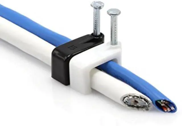 Alt view image 5 of 6 - THE CIMPLE CO - Dual, Twin, or Siamese Coaxial Cable Clips, Cat6, Electrical Wire Cable Clip, 1/2 in Nail Clip and Fastener, White (100 Pieces per Bag)