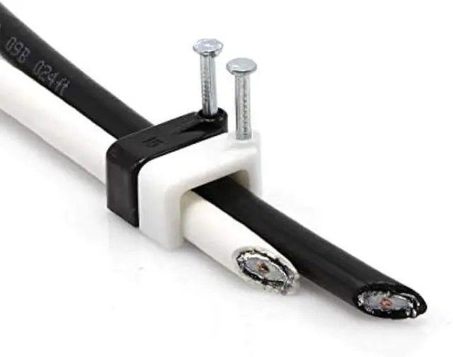 Alt view image 6 of 6 - THE CIMPLE CO - Dual, Twin, or Siamese Coaxial Cable Clips, Cat6, Electrical Wire Cable Clip, 1/2 in Nail Clip and Fastener, White (100 Pieces per Bag)