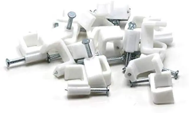 Alt view image 2 of 6 - THE CIMPLE CO - Dual, Twin, or Siamese Coaxial Cable Clips, Cat6, Electrical Wire Cable Clip, 1/2 in Nail Clip and Fastener, White (100 Pieces per Bag)