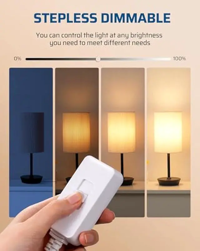 Alt view image 5 of 5 - DEWENWILS Plug in Dimmer Switch for Lamp, Table Lamp Dimmer for Dimmable LED/CFL Lights and Incandescent Bulbs, Full Range Slide Control, 5 ft Extension Cord, White