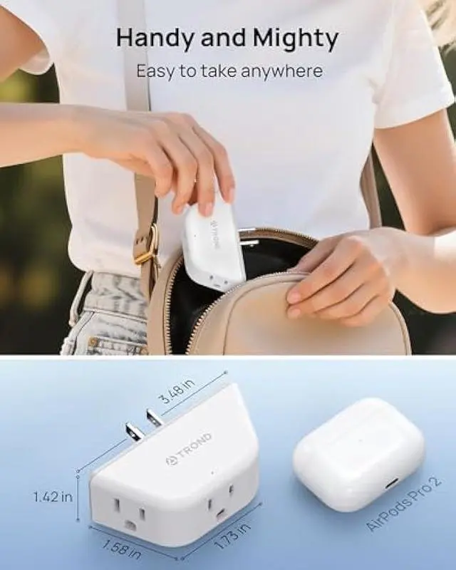 Alt view image 2 of 5 - TROND Multi Plug Outlet Extender 2 Pack - Electrical Wall Splitter, 3 Way Angled Wall Outlet Adapter, Cruise Essentials, Small Multiple Plug Expander for Cruise Ship Home Office Dorm Room, White