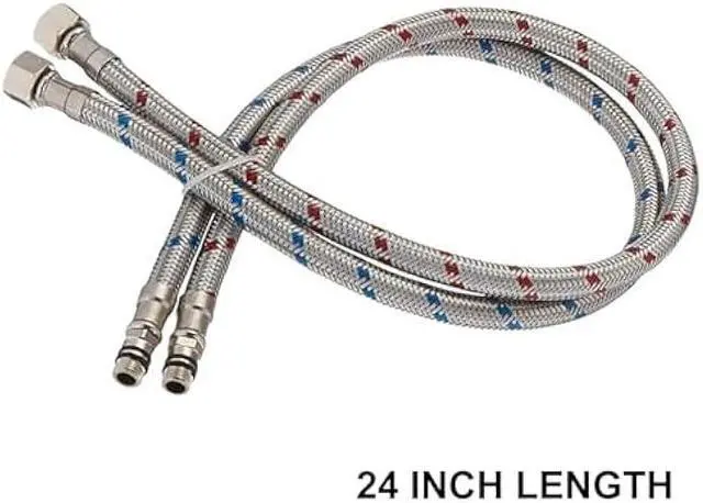 Alt view image 4 of 6 - Flexible Connector Braided Stainless Steel Bathroom Faucet Supply Lines Bathroom Kitchen Faucet Hose 24 Length 3/8 -Inch Female Compression Thread x M10 Male Connector x 2 Pcs (1 Pair)