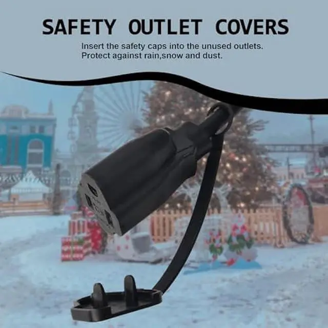 Alt view image 5 of 5 - EP Outdoor Extension Cord 1 to 3 Splitter, Max 6ft End to End (12FT Total), 3 Prong Outlets Plugs, 16/3 SJTW Weatherproof Wire for Christmas Landscape String Lights, Black