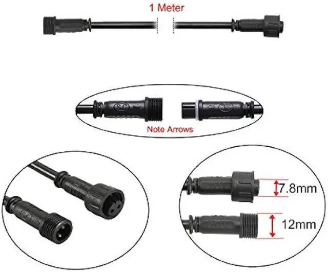Alt view image 2 of 5 - 5PCS 3.28ft 1m Extension Cable Wire Cord with Male and Female 2Pin Connectors at Both Ends for Single Color LED Deck Lights