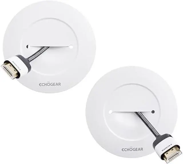 Main image of ECHOGEAR TV Cord Hider for Wall Mounted TV - White Cable Management Kit Hides TV Wires Behind The Wall- Includes 2 Pass Throughs, Locking Brackets, and Hole Saw Drill Attachment for Easy Install