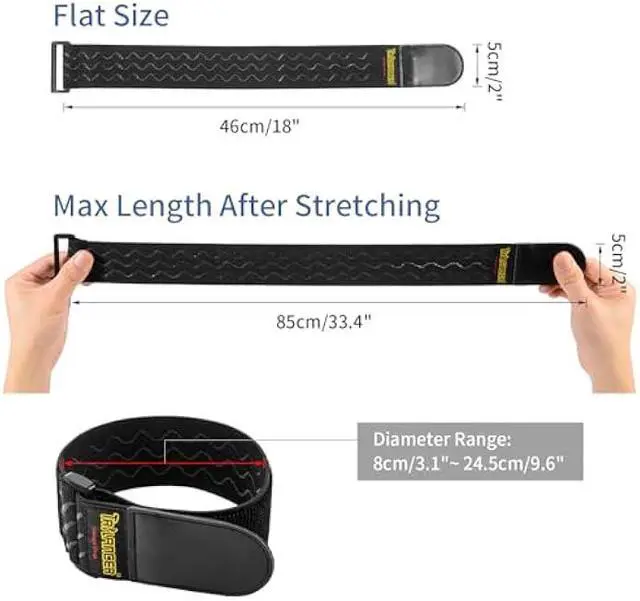 Alt view image 2 of 5 - Trilancer Elastic Cinch Straps with Anti-Slip Strips, 2 x 18(8 Pack) Hook and Loop Storage Strap with Buckle, Bundling Straps for Extension Cords, Cables, Ropes, Hoses, Bike, Boat, Pant Garters