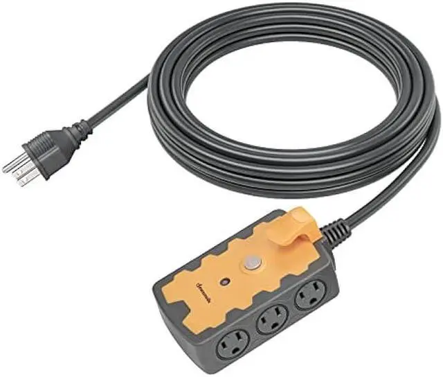 Main image of DEWENWILS Workshop Power Strip, 6-Outlets Strip with 15 FT Extension Cord, Heavy Duty 14/3C Gauge, SJTW Power Cord for Indoor Outdoor, 15A Circuit Breaker, Swivel Safety Covers, ETL Listed