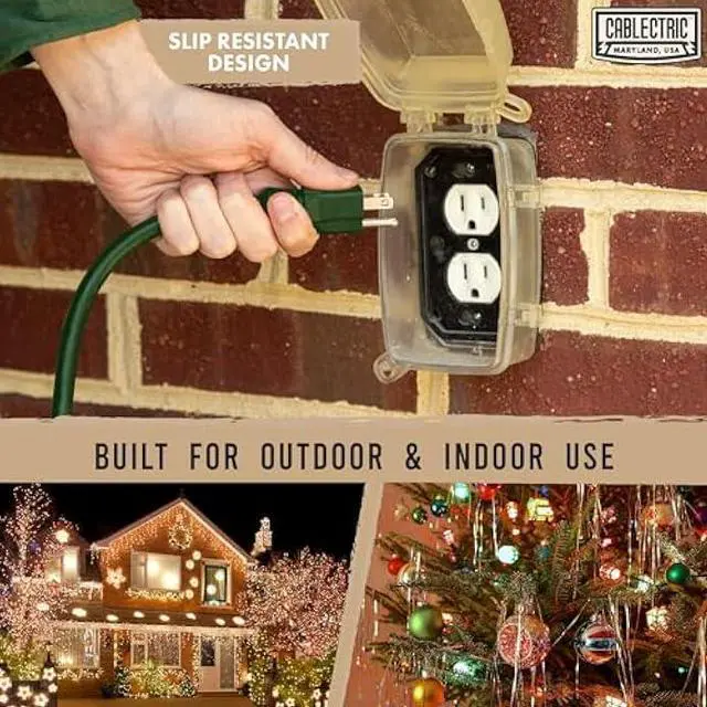 Alt view image 5 of 5 - 3 Outlet Outdoor Extension Cord 100 ft, SJTW 16 AWG Heavy Duty Green Extension Cord with Multiple Outlets Pigtail, Weatherproof Exterior Cable 3 Prong for Landscaping, Garden, Lawn & Yard