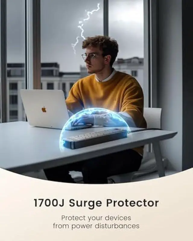 Alt view image 5 of 5 - LENCENT 2 Prong Surge Protector Power Strip with USB Ports,Polarized 2 Prong to 3 Prong Outlet Adapter,1700J Surge Protector, 6ft Extension Cord,10 AC Outlets & 4 USB,Non-Grounded Wall Plug Extender