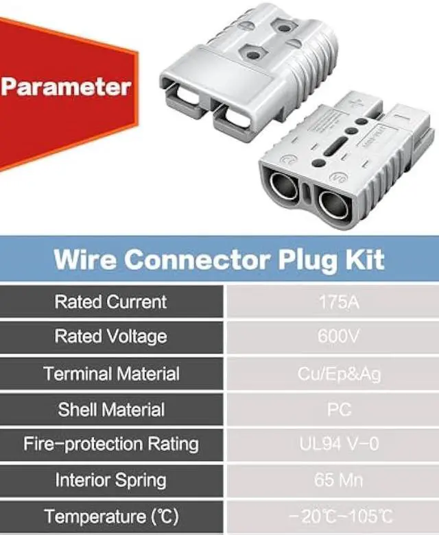Alt view image 4 of 5 - IZTOSS 175A Anderson Connector 2 to 4 Gauge Battery Quick Connect Disconnect 12V-36V Anderson Plug with 4FT 6AWG Battery Connect Cable for Car Truck RV Recovery Winch Boat Towing