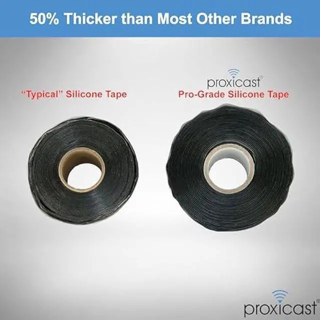 Alt view image 3 of 5 - Proxicast Pro-Grade Extra Strong 30mil Weatherproof Self-Fusing Silicone Rubber Sealing Tape For Outdoor Antenna Coax & Electrical Cables, Hose/Pipe Leaks & Emergency Repairs (1.5 x 15' roll) - Black