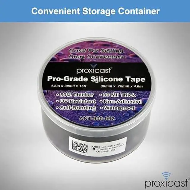 Alt view image 5 of 5 - Proxicast Pro-Grade Extra Strong 30mil Weatherproof Self-Fusing Silicone Rubber Sealing Tape For Outdoor Antenna Coax & Electrical Cables, Hose/Pipe Leaks & Emergency Repairs (1.5 x 15' roll) - Black