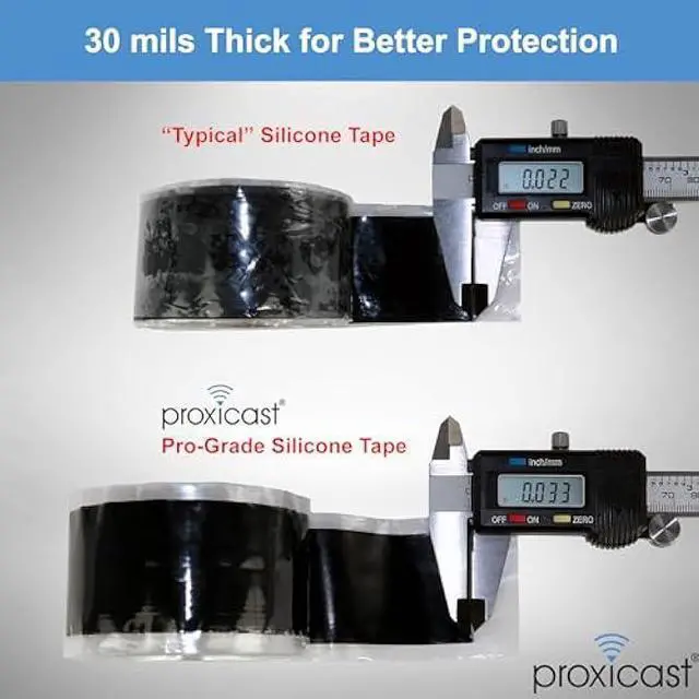 Alt view image 2 of 5 - Proxicast Pro-Grade Extra Strong 30mil Weatherproof Self-Fusing Silicone Rubber Sealing Tape For Outdoor Antenna Coax & Electrical Cables, Hose/Pipe Leaks & Emergency Repairs (1.5 x 15' roll) - Black