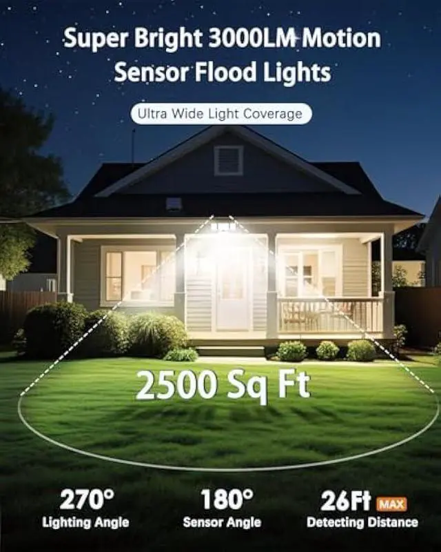 Alt view image 5 of 5 - CLAONER Solar Outdoor Lights Motion Sensor 3500LM 288 LED Solar Security Lights with Remote Control IP67 Waterproof 4 Heads Solar Flood Lights with 16.4ft Cable 4 Modes Wall Lights(2 Pack)