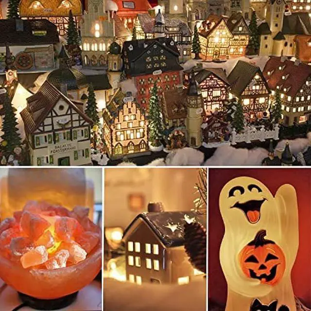 Alt view image 6 of 6 - 4 Pack Lights Accessory Cord with 4 C7 Led Light Bulb, Clip-in Lamp Cord Replacement, Candelabra-Base E12 Socket White Cord with On/Off Switch Pluggs for Holiday Decorations