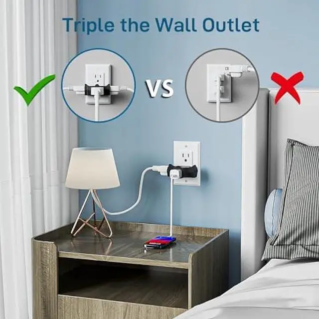 Alt view image 5 of 6 - K KASONIC - 3-Outlet Grounding Adapter, [UL Listed] Plug Extender, Heavy-Duty Grounded Power Tap - 3 Pack (Black)