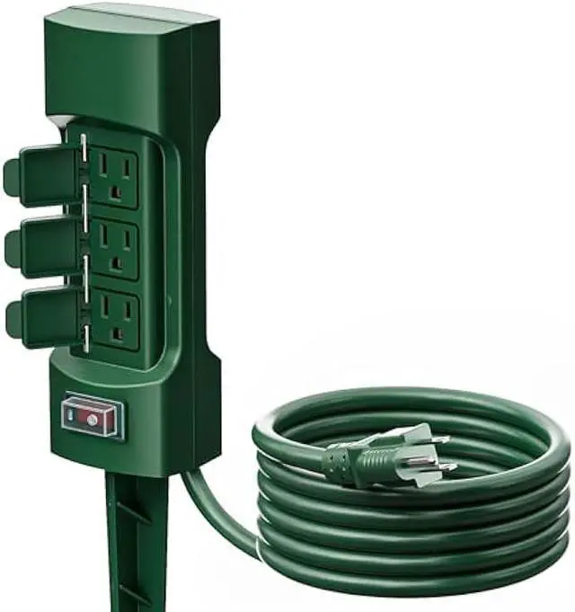 Main image of K KASONIC Outdoor Power Stake, Kasonic 6-Outlet 9 ft Extension Cord Power Strip, Double Sided with Weatherproof Safety Flip Covers, ETL Certified Multi-Outlets (Outdoor)
