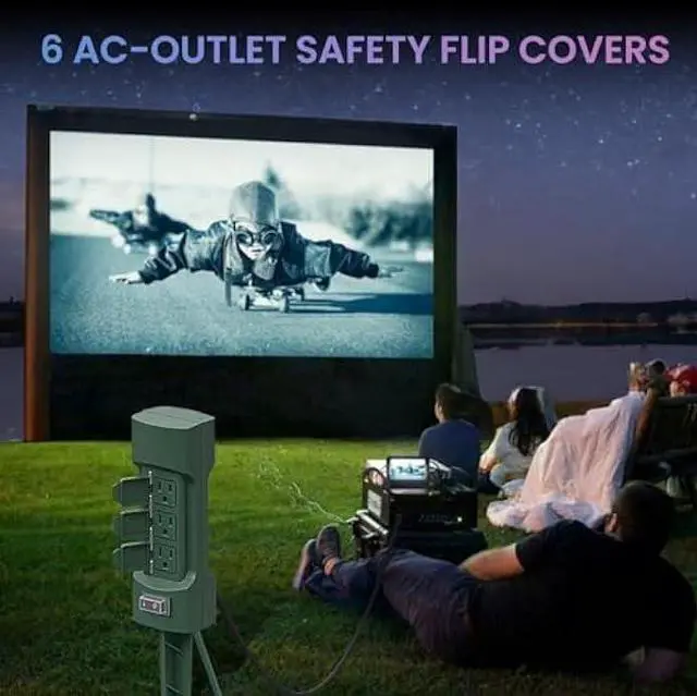 Alt view image 5 of 5 - K KASONIC Outdoor Power Stake, Kasonic 6-Outlet 9 ft Extension Cord Power Strip, Double Sided with Weatherproof Safety Flip Covers, ETL Certified Multi-Outlets (Outdoor)