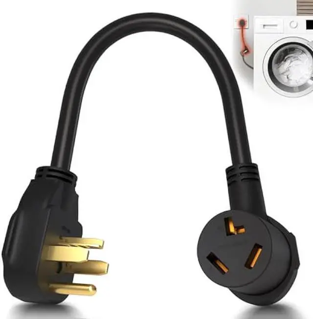 Main image of 3 Prong to 4 Prong Dryer Adapter, 1.5FT Dryer Plug Adapter 3 to 4 Prong Outlet Cord Converter, NEMA 14-30P to 10-30R 10AWG Copper Wire 30A 250V Flexible DIY Dryer Connector for Home Laundry
