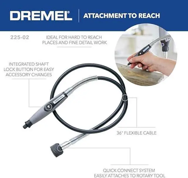 Alt view image 4 of 5 - Dremel Flex Shaft Rotary Tool Attachment with Comfort Grip and 36 Long Cable - Engraver, Polisher, and Mini Sander- Ideal for Detail Metal Engraving, Wood Carving, and Jewelry Polishing, 225-02