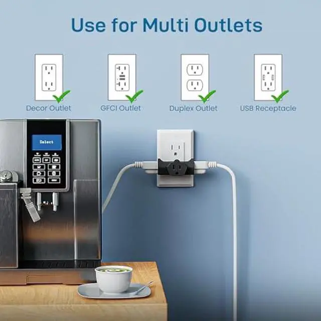 Alt view image 4 of 6 - K KASONIC - 3-Outlet Grounding Adapter, [UL Listed] Plug Extender, Heavy-Duty Grounded Power Tap - 3 Pack (Black)