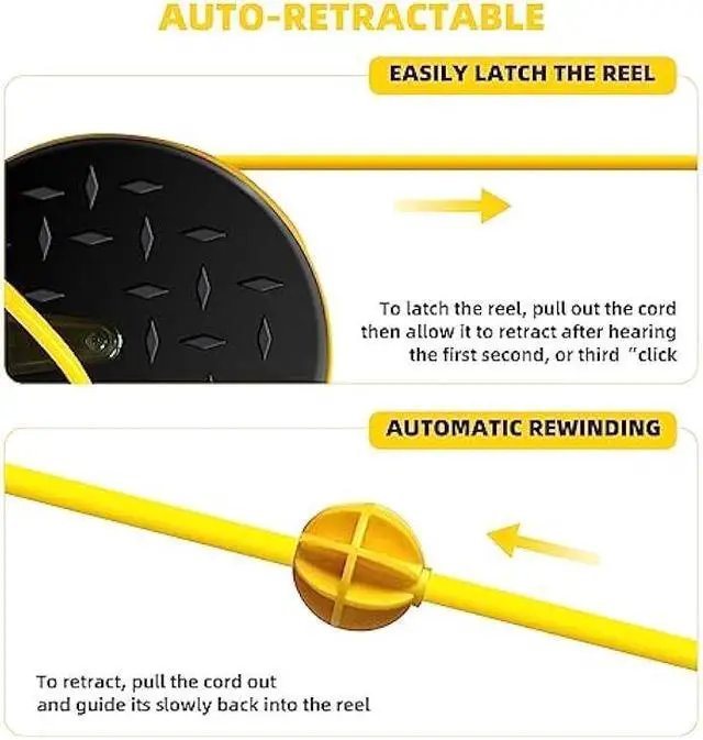 Alt view image 5 of 7 - 30 Ft Retractable Extension Cord Reel with 3 Electrical Power Outlets - 16/3 SJTW Power Cord,10 AMP Circuit Breaker - Ceiling or Wall Mount for Garage,UL Listed,Yellow