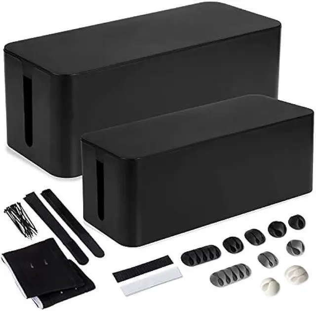 Main image of Iron Forge Cable Cable Management Box, 2 Pack - Cord Organizer and Hider for Wires, Power Strips, Surge Protectors & More - Includes Cord Sleeve, Hook and Loop Keepers, Zip Ties & Clips
