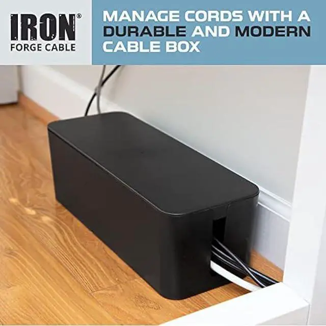 Alt view image 3 of 5 - Iron Forge Cable Cable Management Box, 2 Pack - Cord Organizer and Hider for Wires, Power Strips, Surge Protectors & More - Includes Cord Sleeve, Hook and Loop Keepers, Zip Ties & Clips