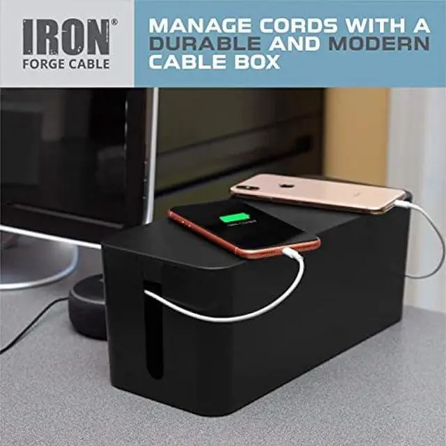 Alt view image 5 of 5 - Iron Forge Cable Cable Management Box, 2 Pack - Cord Organizer and Hider for Wires, Power Strips, Surge Protectors & More - Includes Cord Sleeve, Hook and Loop Keepers, Zip Ties & Clips