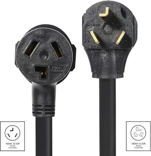Alt view image 3 of 5 - 30 Amp Dryer Extension Cord, 25FT 10-30P to 10-30R, 7500W Heavy Duty 3 Prong Power Cord Compatible with Electric Dryers, EV Chargers, and Power Equipment